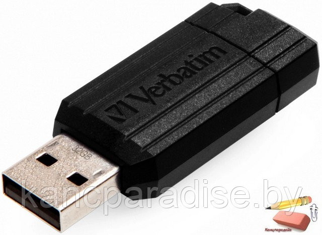 Карта памяти USB Flash 2.0 Verbatim PinStripe, 32 Гб, USB 2.0, черный, арт.49064 - фото 2 - id-p191130756