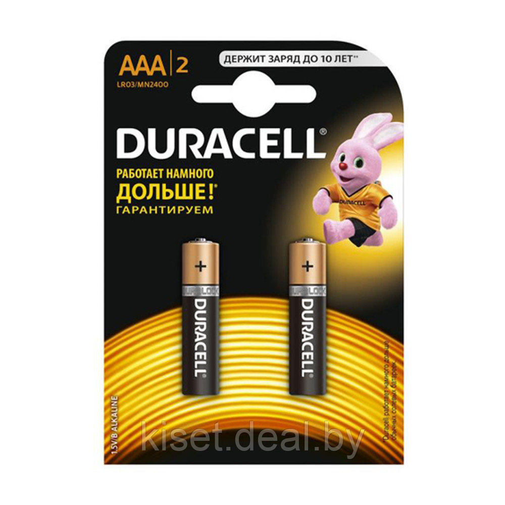 Батарейка AAA Duracell LR03 MN2400 alkaline 2 шт - фото 1 - id-p191130755