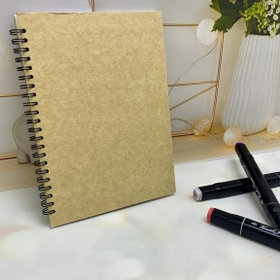 Скетчбук блокнот Sketchbook с плотными листами для рисования (А5, бумага в клетку, спираль, 40 листов) Бежевая