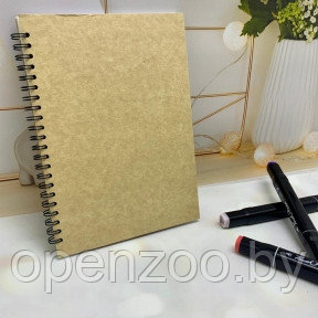 Скетчбук блокнот Sketchbook с плотными листами для рисования (А5, бумага в клетку, спираль, 40 листов) Бежевая - фото 1 - id-p190874849