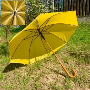 Зонт-трость универсальный Arwood Полуавтоматический / деревянная ручка Желтый - фото 1 - id-p185297279