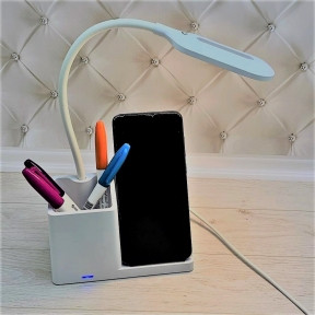 Гибкая настольная лампа - органайзер канцелярский Stark с функцией беспроводной зарядки для смартфона Белая - фото 1 - id-p185582754