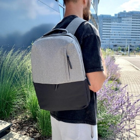 Городской рюкзак Urban с USB и отделением для ноутбука до 15.75 Серый с черным - фото 1 - id-p182129827