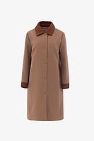 Женское осеннее драповое коричневое большого размера пальто Elema 5-12036-1-164 пшеничный 46р.