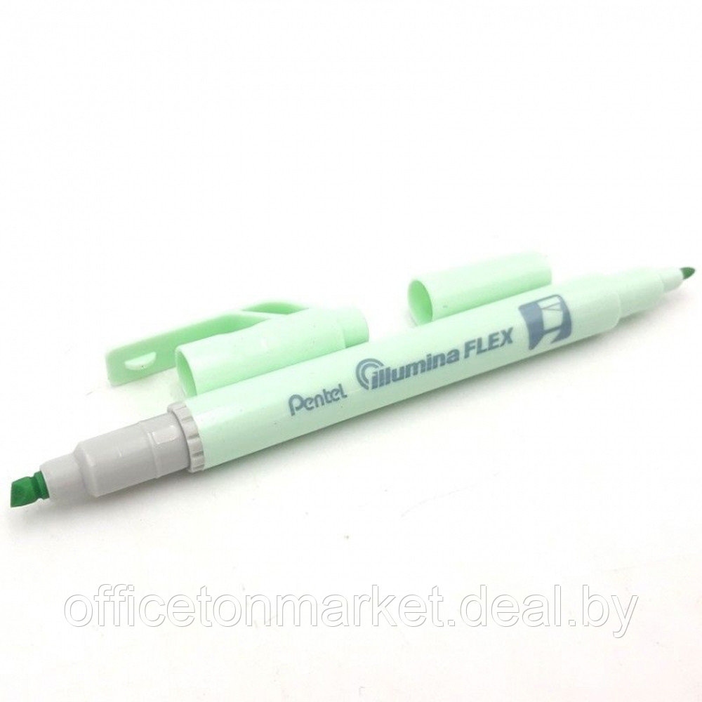 Маркер текстовый двусторонний «Pentel Illumina flex», пастельный, зеленый - фото 3 - id-p189557802