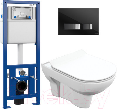 Унитаз подвесной с инсталляцией Cersanit City New Clean On + S-IN-MZ-LINK_PRO + P-BU-MOV/Blg/Gl