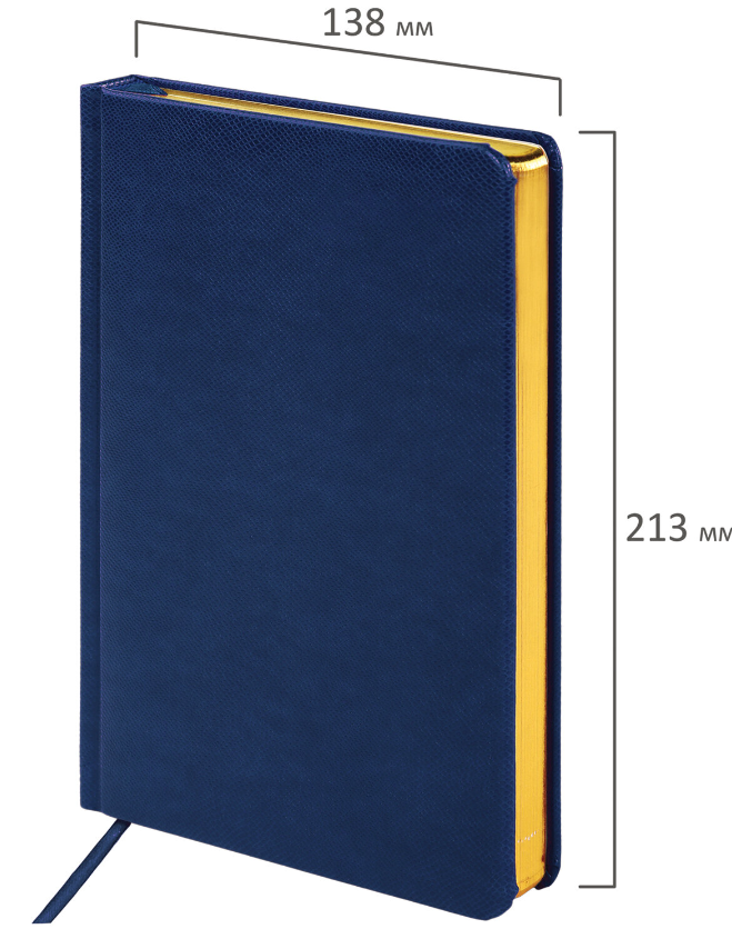 Ежедневник недатированный А5 138х213 мм  "Iguana" под кожу, 160 л, темно-синий