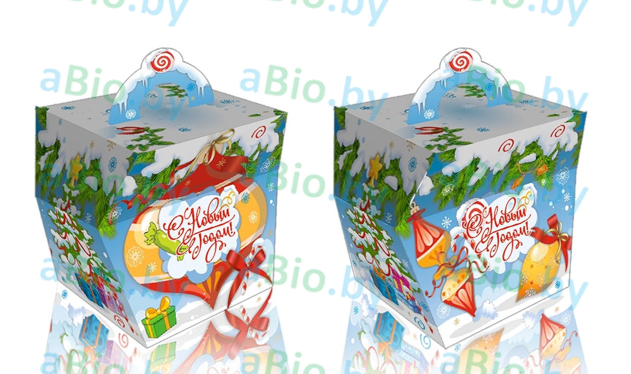 Новогодняя упаковка из высококачественного картона!!! 0,3 кг, для конфет, новогодних подарков. Яркие рисунки!