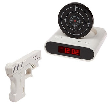 Будильник-мишень Gun Alarm Clock+ подарок