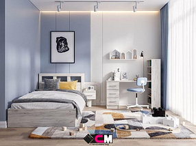 Модульная спальня для подростка Гранд 2 (Дуб Крафт белый) фабрика Стендмебель