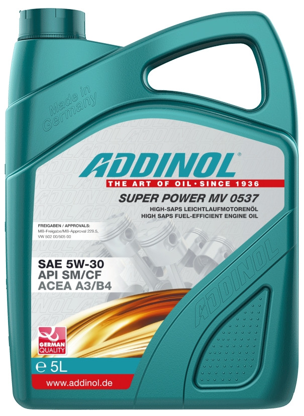 Масло моторное ADDINOL синтетическое SUPER POWER MV 0537, 5W30, 5л