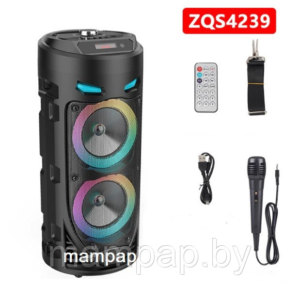 Портативная колонка BT Speaker ZQS-4239, с микрофоном, с пультом ДУ - фото 1 - id-p188921981