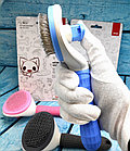 Щетка для вычесывания шерсти животных, чесалка - пуходерка самоочищающаяся Серая, фото 8