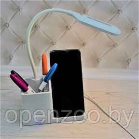 Гибкая настольная лампа - органайзер канцелярский Stark с функцией беспроводной зарядки для смартфона Белая - фото 1 - id-p185583211