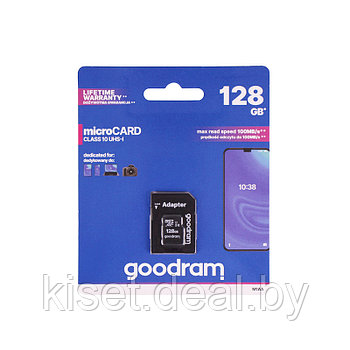 Карта памяти GOODRAM M1AA-1280R12 microSDHC 128Gb Class10 UHS I + ADAPTER (M1AA-1280R12)