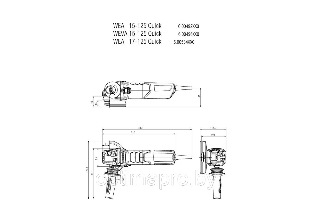 Угловая шлифмашина Metabo WEV 17-125 Quick [600516000] - фото 2 - id-p191295077