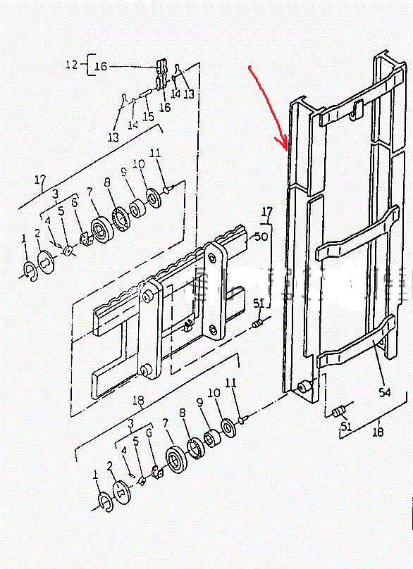 Каретка вертикальная в сборе 1788.33.03.03.00-05 для Подъемного устройства ДВ-1784