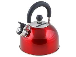 Чайник со свистком, нержавеющая сталь, 2.5 л, серия Holiday, красный металлик, PERFECTO LINEA (диаметр 19 см,