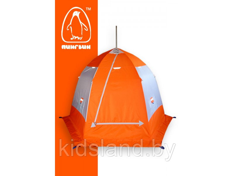 Зимняя палатка "Пингвин Зонт 4" Люкс (1-сл.) бело-оранжевый, фото 1