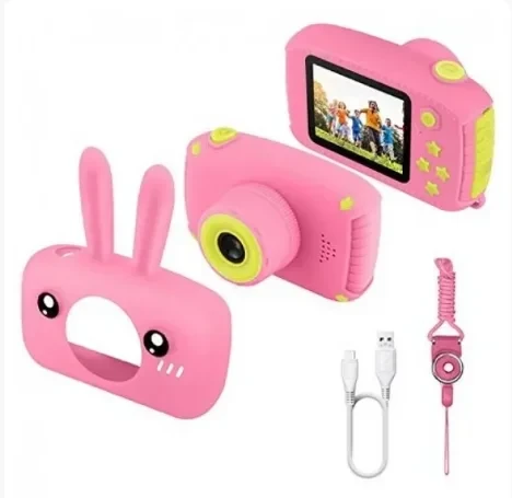Детский фотоаппарат Зайчик с ушками Zup Childrens Fun Camera с играми. Розовый - фото 8 - id-p191308111