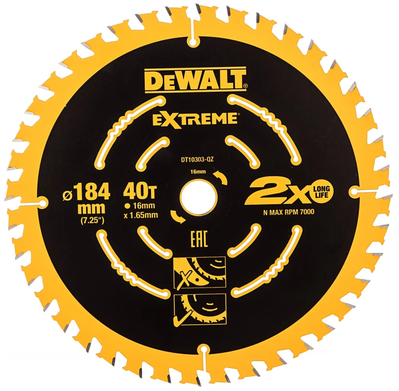 Пильный диск по дереву DeWALT Extreme DT10303-QZ (184х16 мм) 40 WZ - фото 2 - id-p191307541