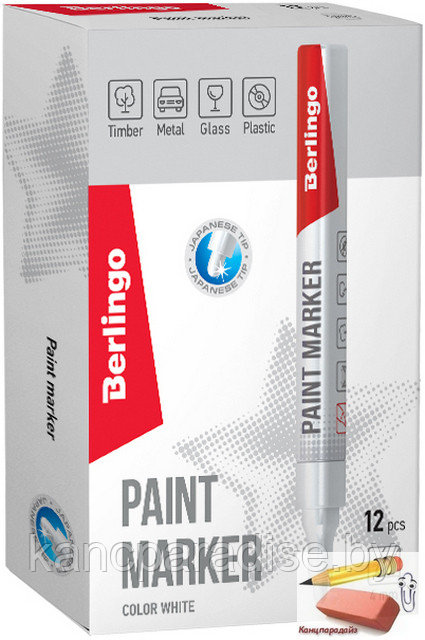Маркер-краска Berlingo Uniline PA400, 2-4 мм., нитро-основа, белый - фото 3 - id-p191309076