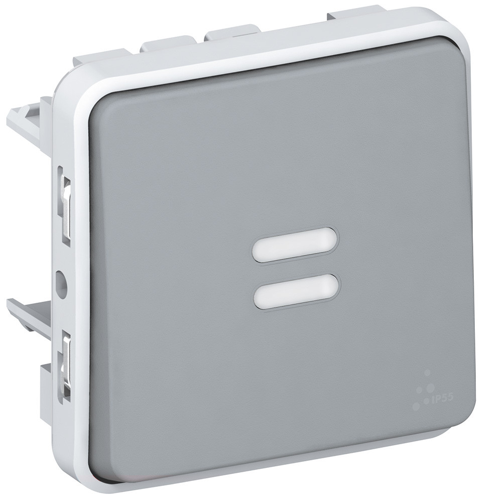 PLEXO IP55 - Выключатель/переключатель на два направления c подсветкой, серый - фото 1 - id-p191252272
