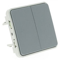 PLEXO IP55 - Выключатель/переключатель на два направления двухклавишный, серый