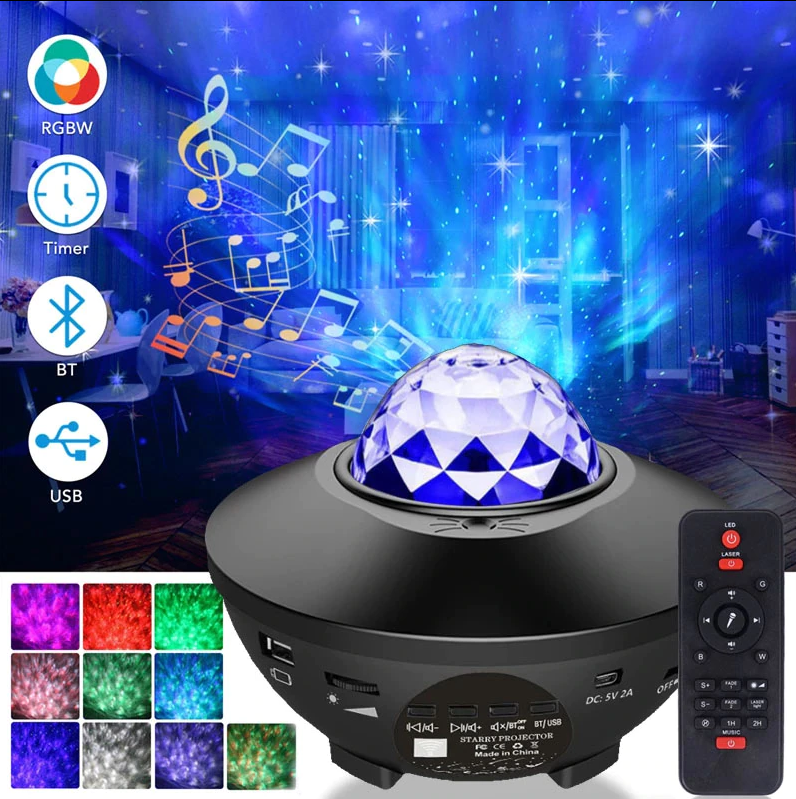 Музыкальный проектор ночник звездного неба Starry Projector Light (10 световых режимов, 3 уровня яркости, USB - фото 2 - id-p181227370