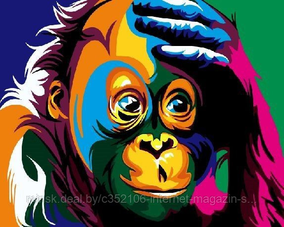 Рисование по номерам "Разноцветная обезьянка" картина