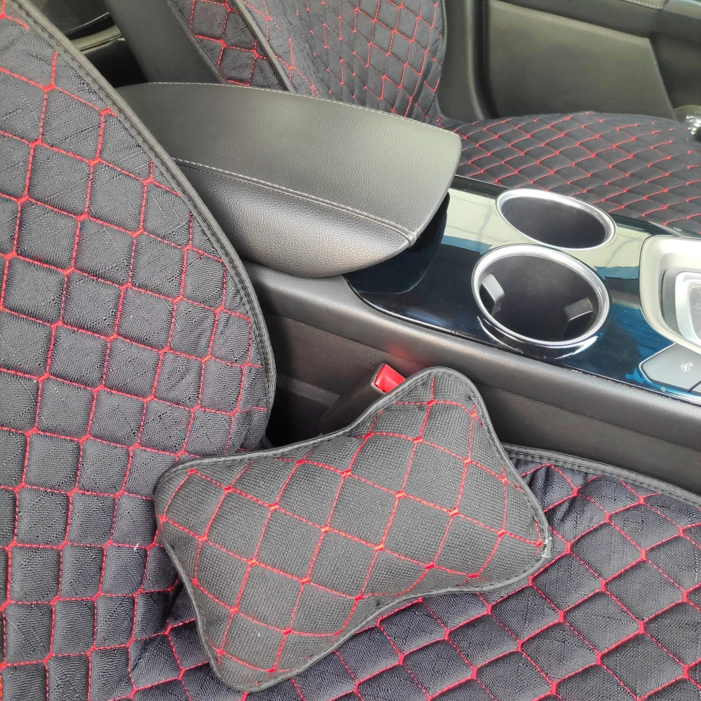 Модельные автонакидки на передние сиденья (льняной комплект) PREMIUM с боковой частью ПОДУШКА в подарок - фото 4 - id-p189296043