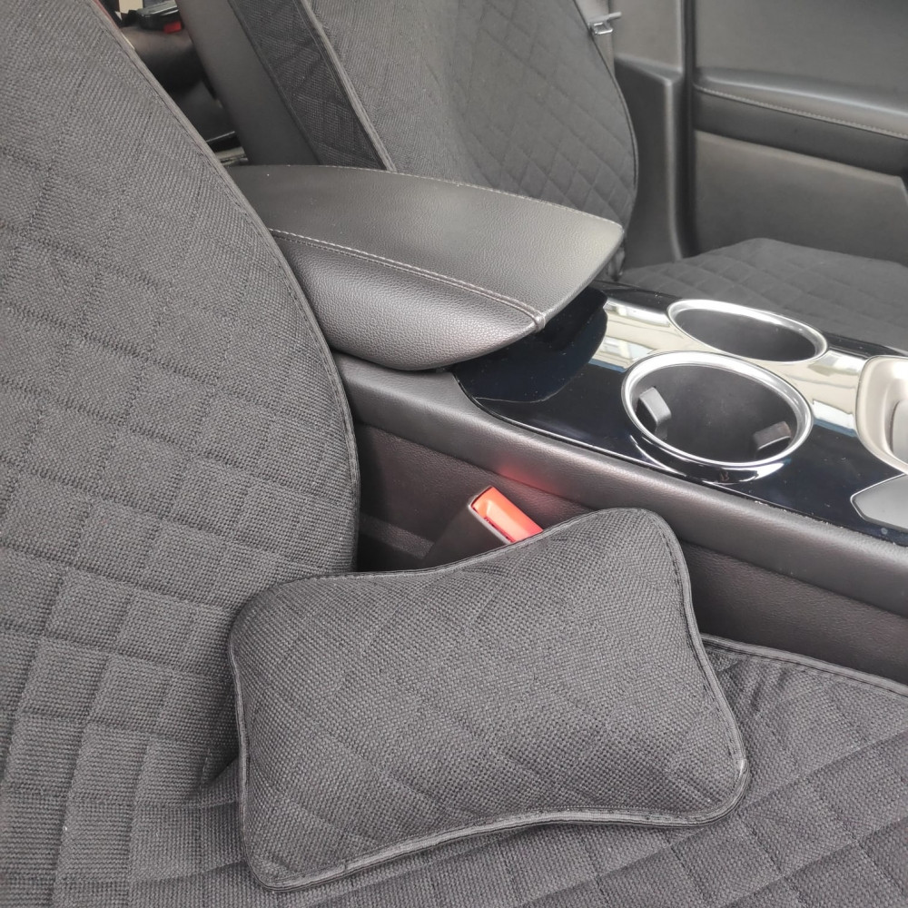 Модельные автонакидки на передние сиденья (льняной комплект) PREMIUM с боковой частью ПОДУШКА в подарок - фото 8 - id-p189296043