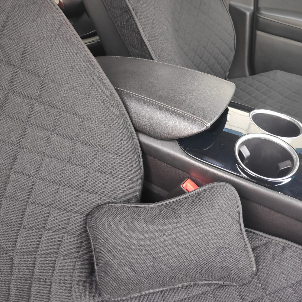 Модельные автонакидки на передние сиденья (льняной комплект) PREMIUM с боковой частью ПОДУШКА в подарок - фото 10 - id-p189296043