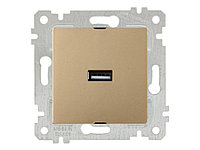 Розетка 1-ая USB (скрытая, без рамки) золото, RITA, MUTLUSAN (USB-зарядка, 5V-2.1A)