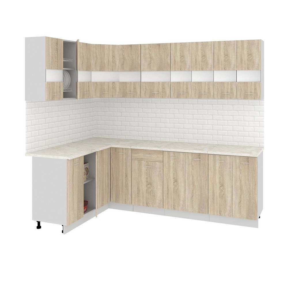 Кухня угловая Экстра 1.5x2.5м (сонома)