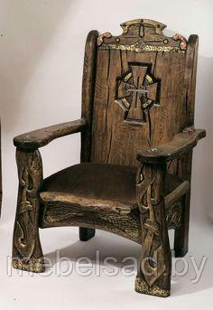 Кресло-трон садовое и банное рустикальное из дерева "Рыцарское" - фото 1 - id-p191422517