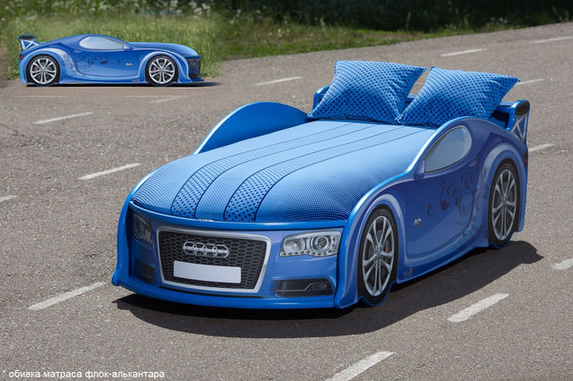 Кровать-машина ауди А6 (Синий) Матрас в комплекте! - фото 1 - id-p10611977