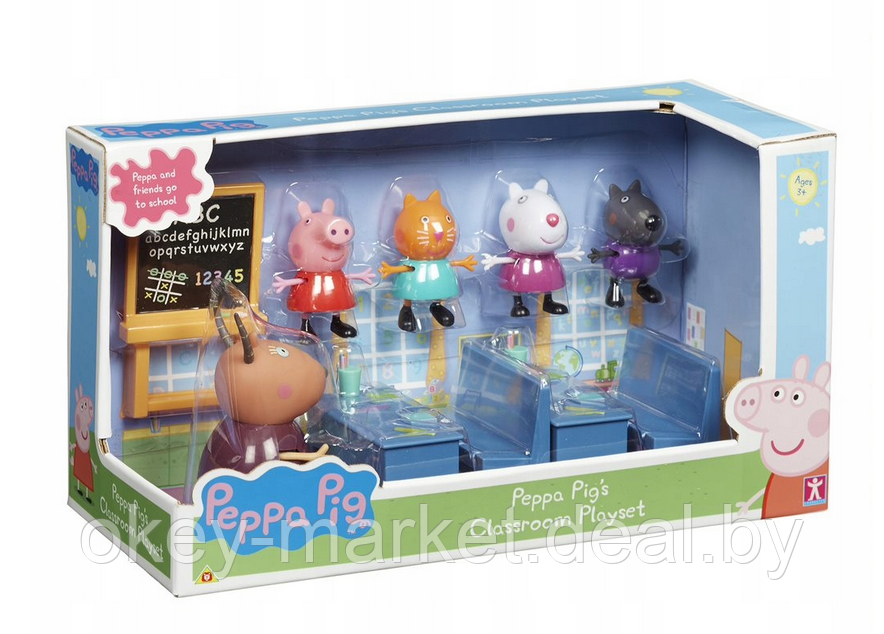 Игровой набор Peppa Pig Идем в школу (2 парты, стулья, доска, 5 фигурок) - фото 5 - id-p191477445