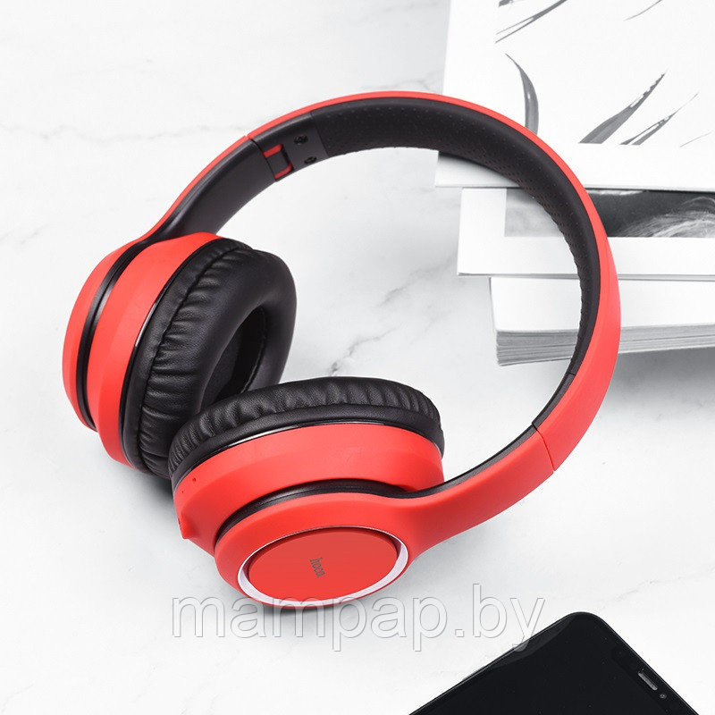 Наушники красные беспроводные HOCO W28 Journey (Bluetooth, MP3, AUX, Mic) - фото 1 - id-p191477718