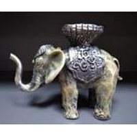 Подсвечник из полистоуна слон серебро 13см арт. ПЛ-12316