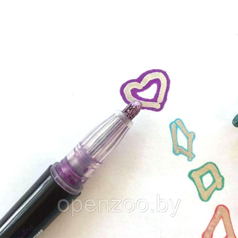 Набор цветных блестящих контурных маркеров/ фломастеров Outline Pen двойная линия Магия мерцающего серебра. 12 - фото 3 - id-p167402359