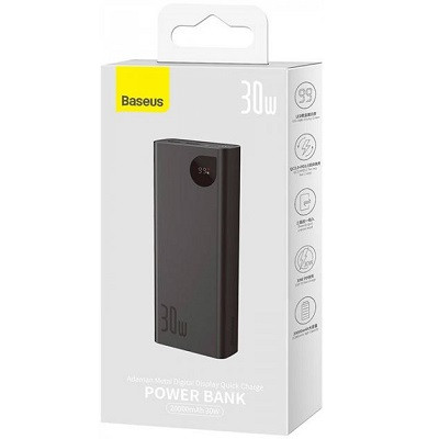 Внешний аккумулятор Baseus Adaman Metal Digital Display Fast charge Power Bank 20000mAh 30W PPAD030001 черный - фото 7 - id-p191490661