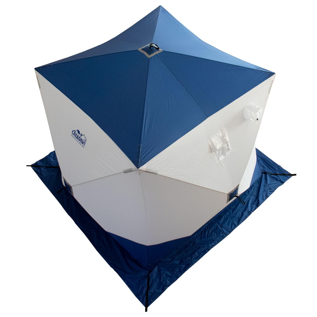 Зимняя палатка куб для рыбалки СЛЕДОПЫТ 2,1 х2,1 м, Oxford 210D PU 1000, 4-местная ,цв. бело-синий - фото 10 - id-p191520250
