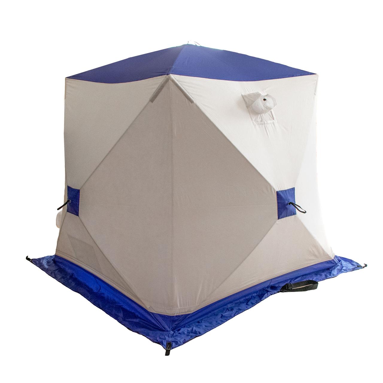 Зимняя палатка куб для рыбалки СЛЕДОПЫТ, 1,8х1,8х1,8м, 2-х местная, 3 слоя, цв. бело-синий - фото 7 - id-p191520252