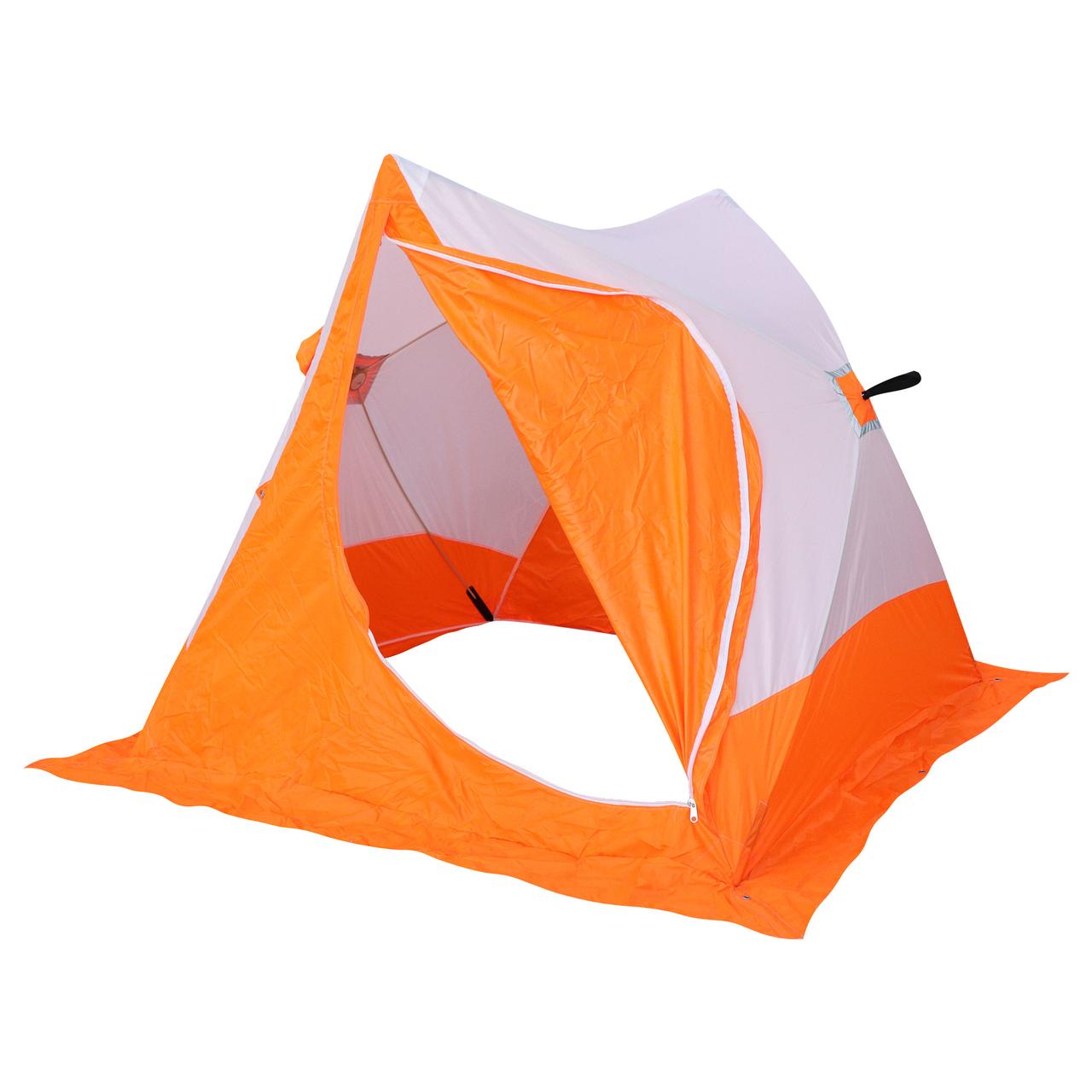 Зимняя палатка куб для рыбалки "СЛЕДОПЫТ" 2-скатная, Oxford 210D PU 1000, цв. бело-оранж.