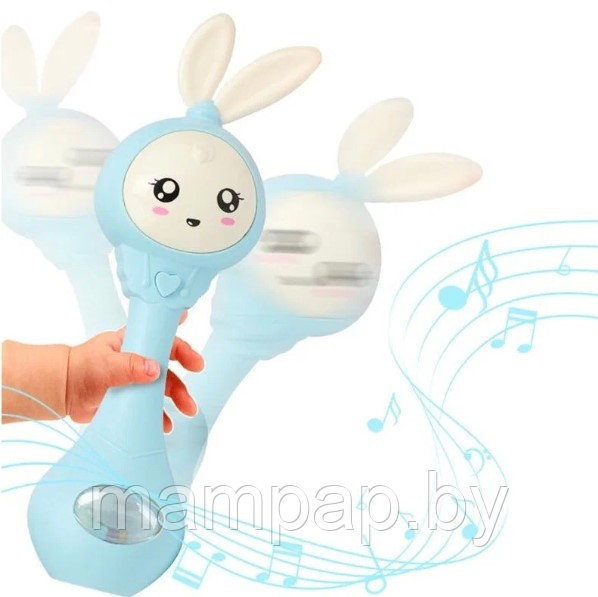 Умный малыш Зайка музыкальная игрушка погремушка (аналог Alilo Алило) голубой - фото 3 - id-p191520668