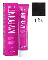 Перманентная крем-краска для волос MYPOINT, тон 4.81 брюнет коричнево-пепельный , 60 мл (TEFIA)