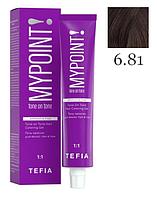 Безаммиачная гель-краска для волос MYPOINT Tone On Tone, тон 6.81 темный блондин коричнево-пепельный (TEFIA)