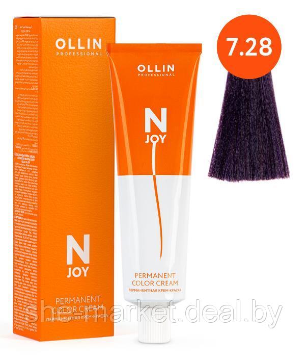 Перманентная крем-краска для волос N-Joy, тон: 7/28 русый фиолетово-синий, 100 мл (OLLIN Professional) - фото 1 - id-p173995056