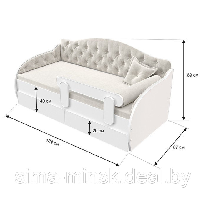 Кровать-тахта «КарлСон24» «ВЭЛЛИ», 87х185х89 см, белая - фото 2 - id-p191529668